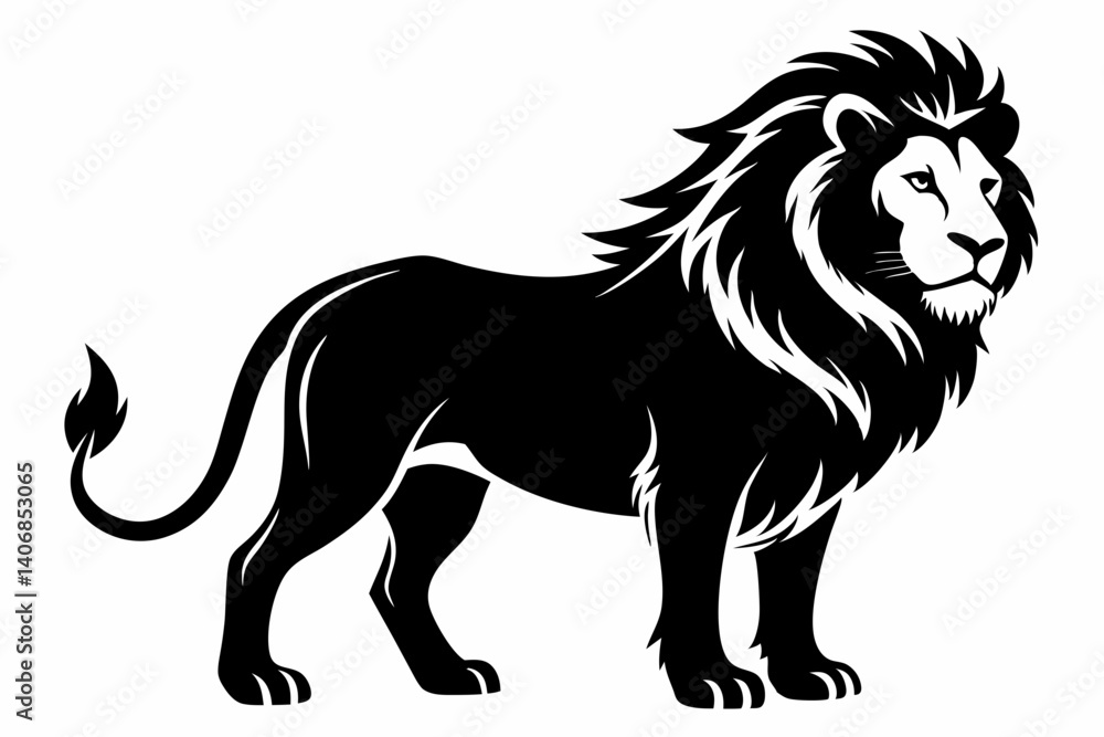 Obraz premium lion silhouette line art vector illustration