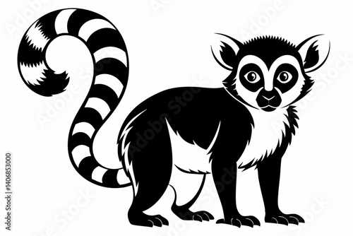 lemur silhouette line art vector illustration