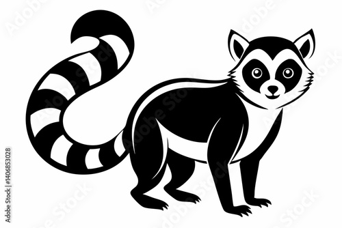 lemur silhouette line art vector illustration