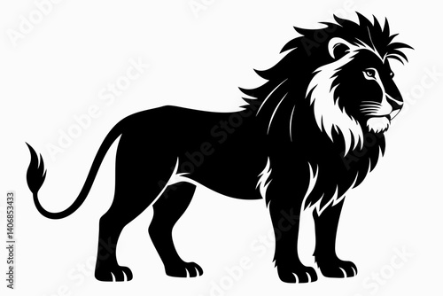 lion silhouette line art vector illustration