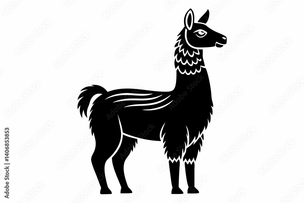 Fototapeta premium llama silhouette line art vector illustration