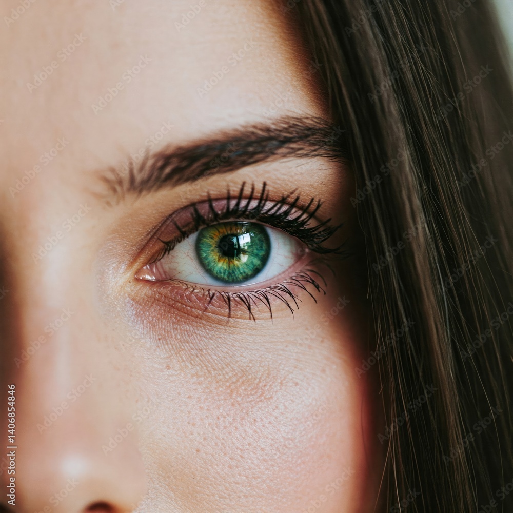Fototapeta premium Green eye. Green color eye of a woman