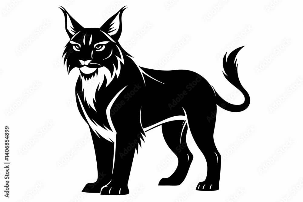 Obraz premium lynx silhouette line art vector illustration