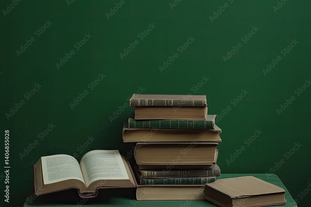 Knowledge and Education Symbol – Open Book on Stack, Green Background
Knowledge and Education Symbol – Open Book on Stack, Green Background