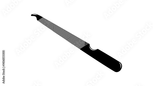 Steel Metal Nail File, black isolated silhouette