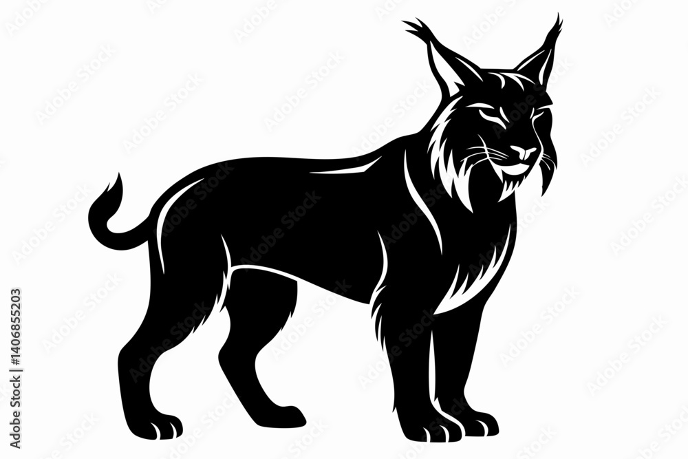 Obraz premium lynx silhouette line art vector illustration