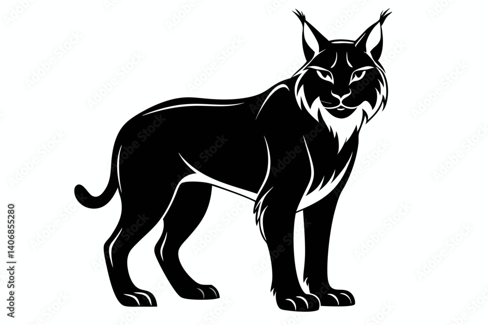 Obraz premium lynx silhouette line art vector illustration