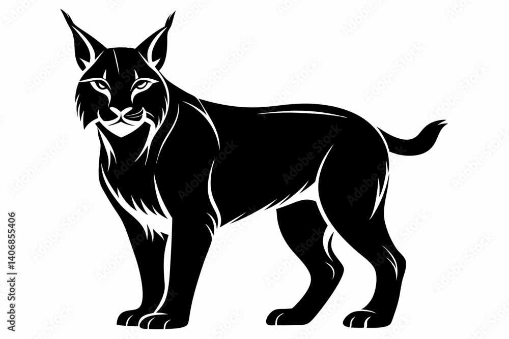 Fototapeta premium lynx silhouette line art vector illustration
