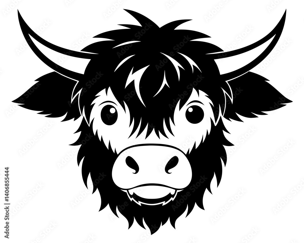 Obraz premium Cute Highland Cow Vector & SVG | Adorable Farm Animal Vector for Rustic Crafts