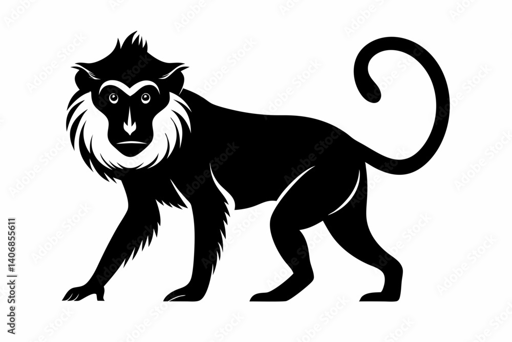 Obraz premium macaque silhouette line art vector illustration