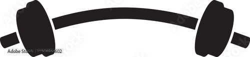 Silhouette of a barbell with weights icon for fitness and gym design