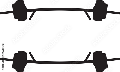 Silhouette of a barbell with weights icon for fitness and gym design