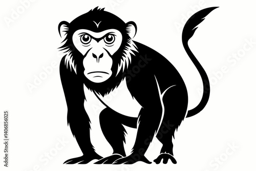macaque silhouette line art vector illustration
