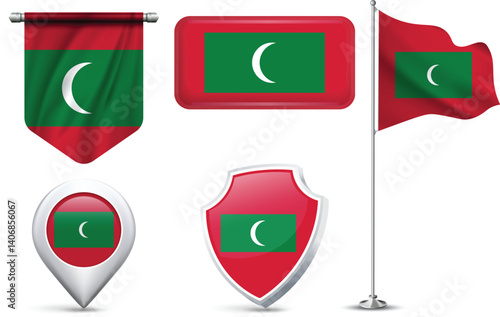 Set of Maldives Flags in Different Shapes and Styles Free Download Set of Maldives Flags in Different Shapes and Styles - GFXLoad