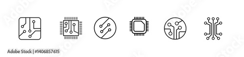 circuit board icon set. electronic motherboard circuit vector symbol. electronics microchip technology sign.
