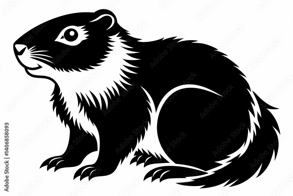 Fototapeta premium marmot silhouette line art vector illustration