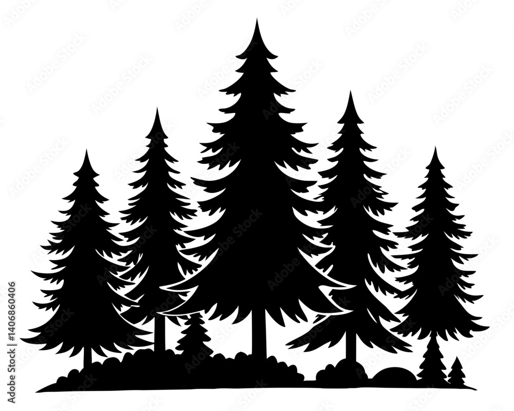Evergreen Trees Silhouette Vector & SVG | Pine & Forest Tree Vector for Outdoor Crafts Evergreen Trees Silhouette Vector & SVG | Pine & Forest Tree Vector for Outdoor Crafts