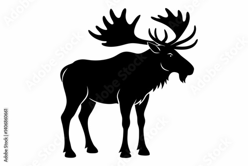 moose silhouette line art vector illustration
