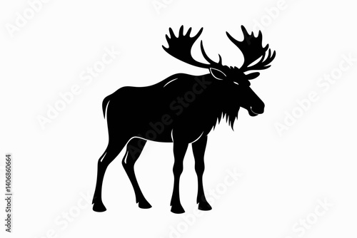 moose silhouette line art vector illustration