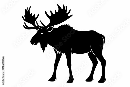 moose silhouette line art vector illustration