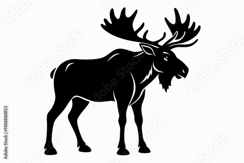 moose silhouette line art vector illustration