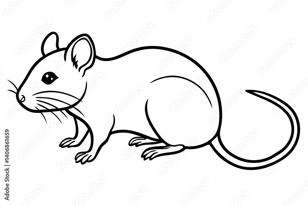 Fototapeta premium mouse silhouette line art vector illustration