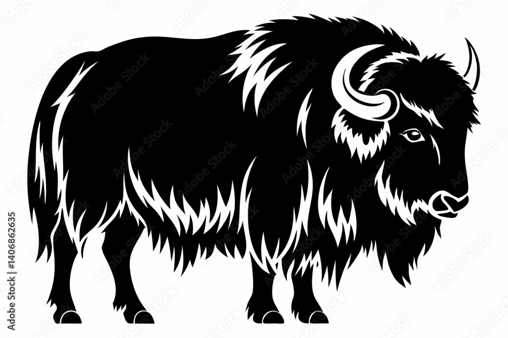 Fototapeta premium muskox silhouette line art vector illustration