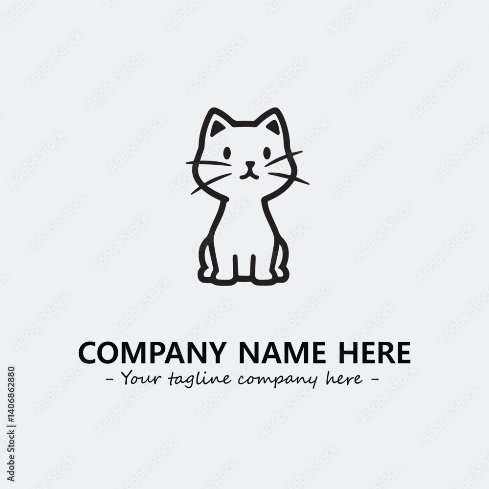 Cat illustration black and white for logo company vector image Cat illustration black and white for logo company vector image