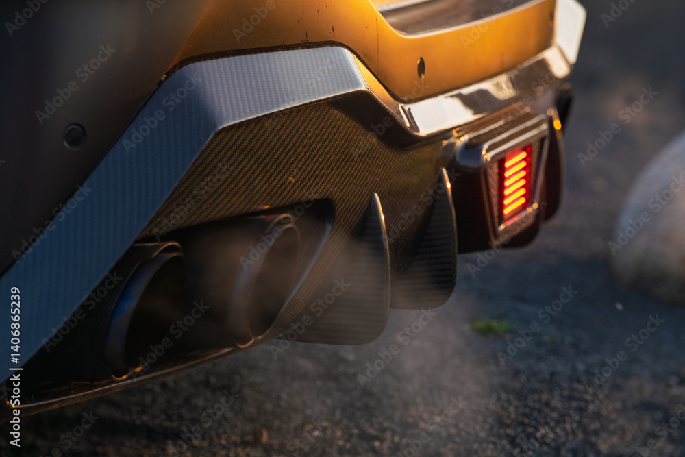 Spitting exhaust fumes and splashing water from the exhaust, the classic sports car