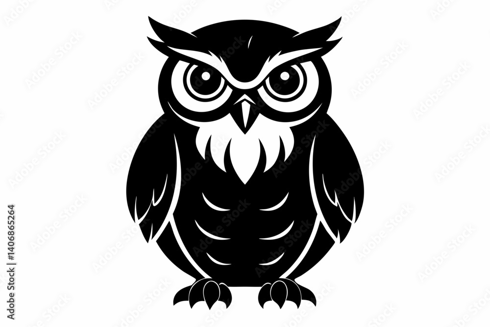 Fototapeta premium owl silhouette line art vector illustration