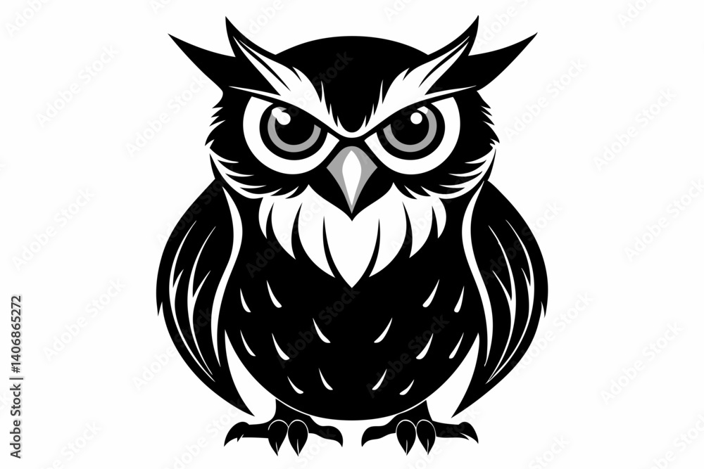 Fototapeta premium owl silhouette line art vector illustration