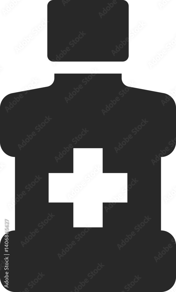 Fototapeta premium Mouthwash bottle solid icon vector for fresh breath and oral care.