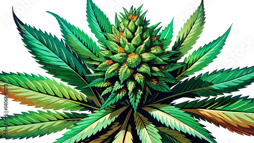 Close up prescription medical marijuana flower. CBD cannabis bud photography for dispensary menu. Medical marijuana strain. Weed bud, weed flower on white