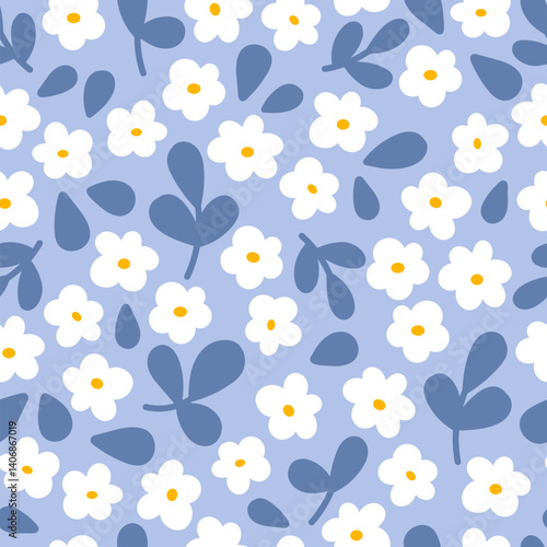 Abstract seamless pattern with flowers