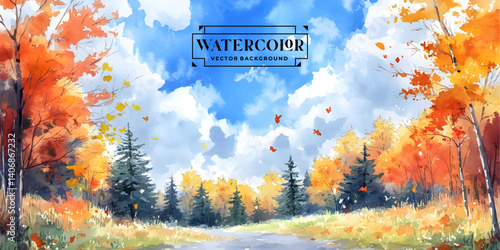 Watercolor painting of a tranquil forest clearing.  watercolor painting of a tranquil forest clearing filled with tall trees,  lush green foliage, and a vibrant yellow meadow