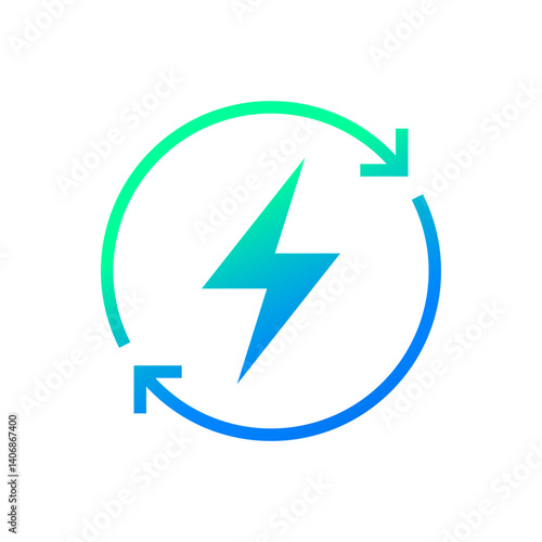 Free Download Lightning electric icon, Bolt with recycling rotation arrow sign, Renewable energy loop sign, Vector illustration - GFXLoad