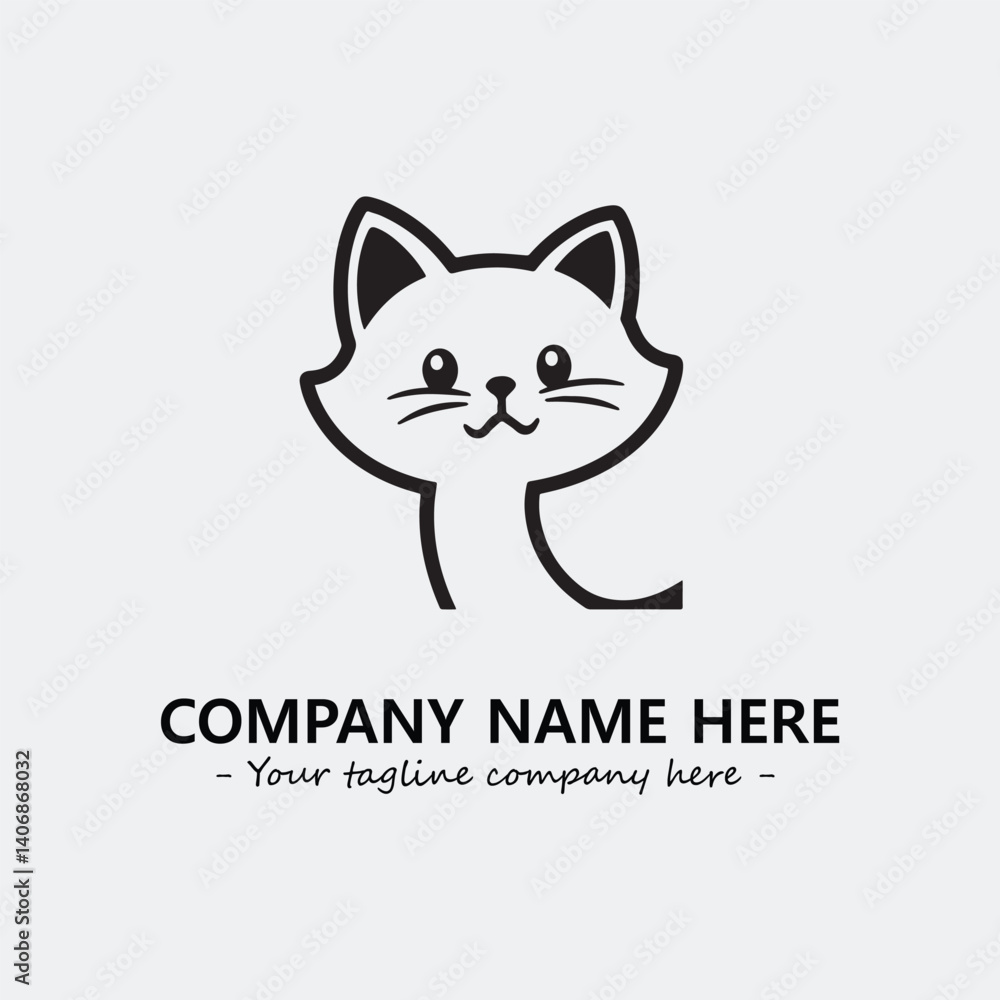 Cat illustration black and white for logo company vector image Cat illustration black and white for logo company vector image