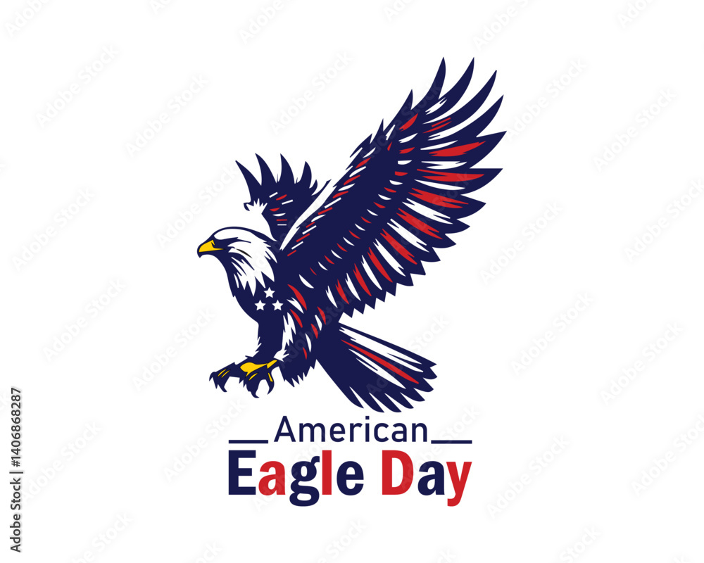 Fototapeta premium Patriotic Flying American Flag Eagle Vector Illustration