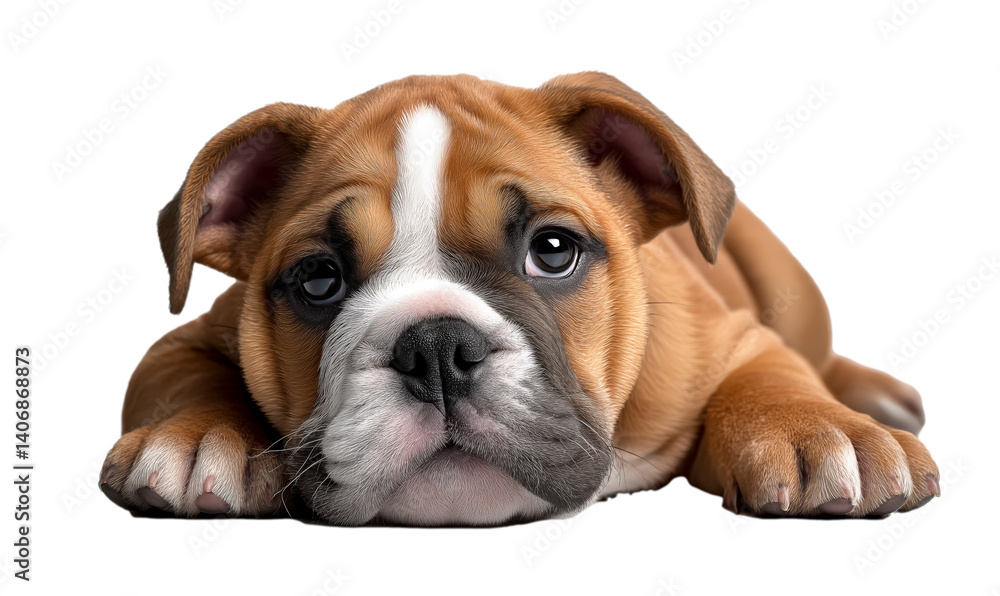 Cute english bulldog relaxing on a white background Cute english bulldog relaxing on a white background
