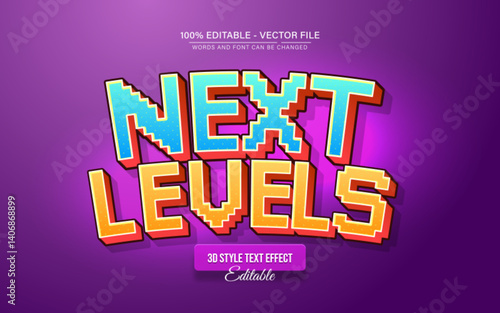 Next level pixel 3d text effect editable