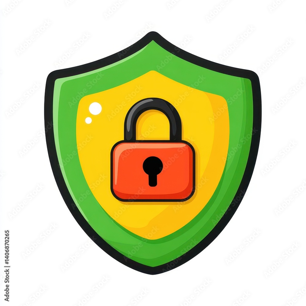 Cybersecurity icons shield minimal style. Colorful shield icon featuring a padlock symbolizing security and protection. Cybersecurity icons shield minimal style. Colorful shield icon featuring a padlock symbolizing security and protection.