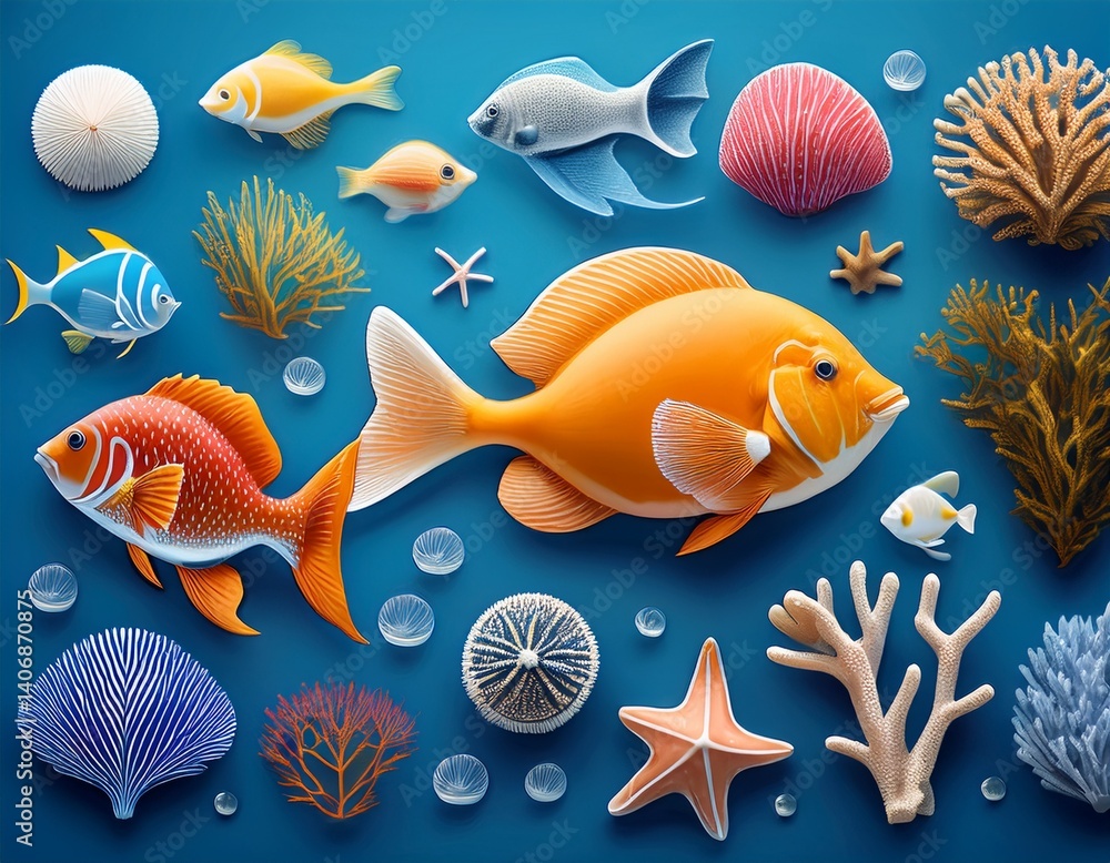 set of sea shells and starfish set of sea shells and starfish