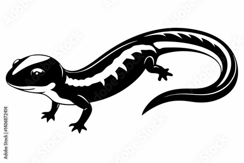 salamander silhouette line art vector illustration