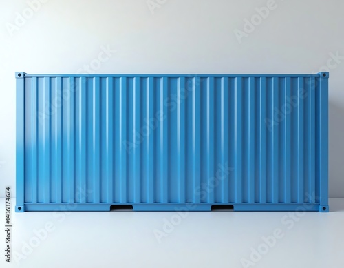 Blue cargo container mockup with clean background