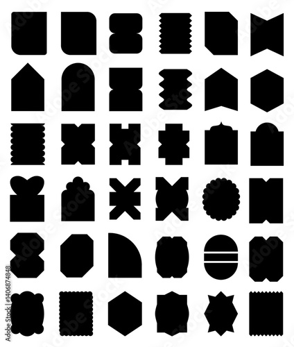 A set of simple vintage-style multi-shape elements