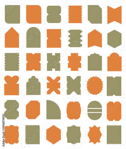 A set of simple vintage-style multi-shape elements