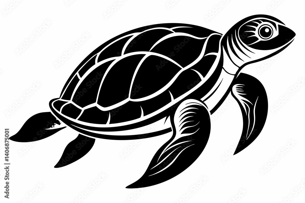 Fototapeta premium sea turtle silhouette line art vector illustration