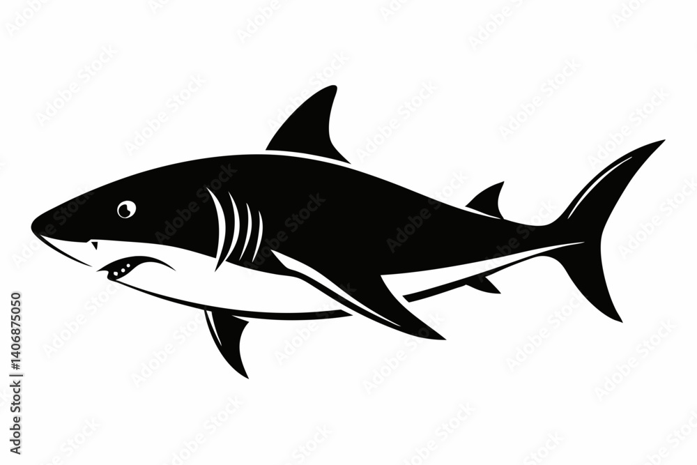 Fototapeta premium shark silhouette line art vector illustration