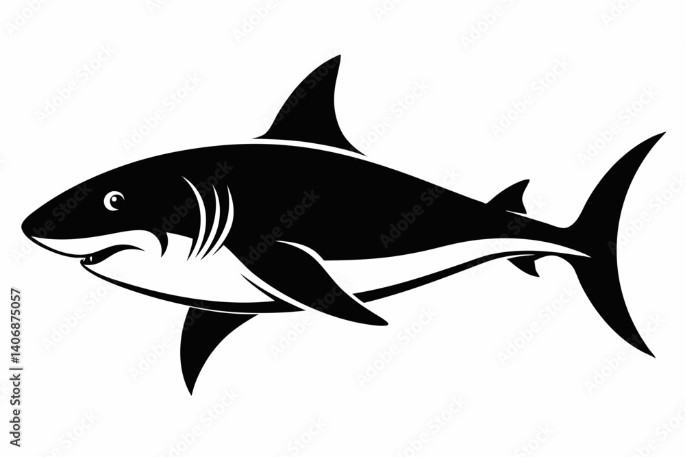 Obraz premium shark silhouette line art vector illustration