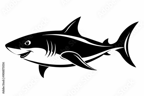 shark silhouette line art vector illustration